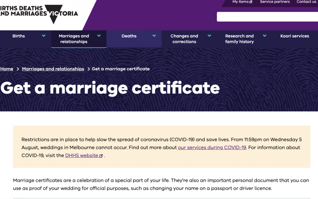 Applying for your Victorian marriage certificate